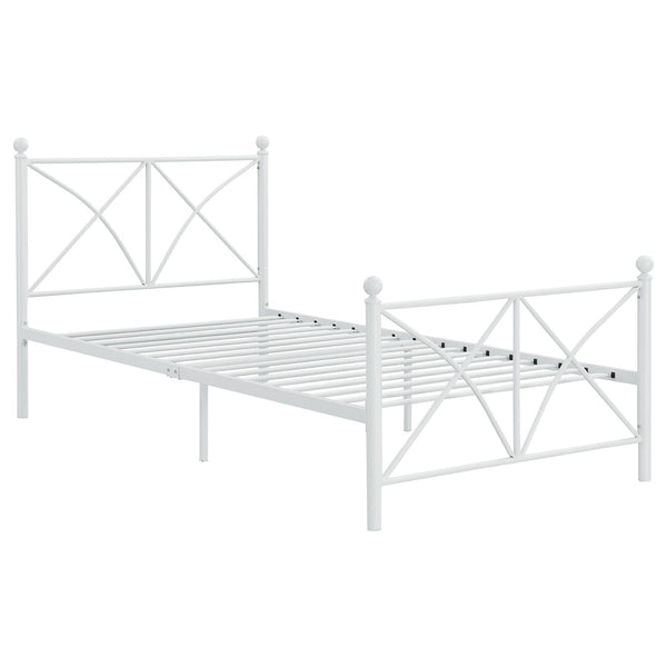 English Elm White Full Platform Bed with Classic Poster Silhouette, Sturdy Steel Frame, 800lb Capacity, Underbed Storage-Friendly B062P153551