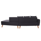 English Elm 107" Contemporary Sofa Stylish Sofa Couch With A Round Storage Ottoman and Three Removable Pillows For Living Room, Black