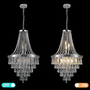 English Elm (Same As W1340P143191/L5004-500-C) Stunning 20" Chrome Crystal Chandelier - Adjustable Modern Ceiling Fixture For Elegance W1340P189299