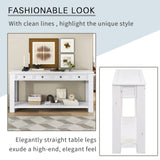 English Elm Trexm Console Table/Sofa Table With Storage Drawers and Bottom Shelf For Entryway Hallway(Antique White)