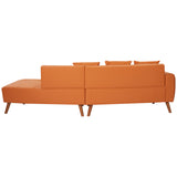 English Elm 107" Contemporary Sofa Stylish Sofa Couch With A Round Storage Ottoman and Three Removable Pillows For Living Room, Orange