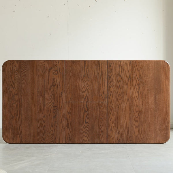 English Elm Walnut Solid Oak Extension Dining Table Seats Eight with Diagonal Legs Farmhouse Style W1283139300
