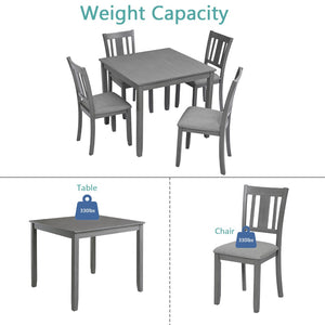 English Elm Elegant Square Acacia Wood Dining Set with Four Linen Upholstered Chairs Modern Style W1998S00023