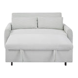 English Elm 57.48" Pull-Out Sofa Bed Convertible Couch 2 Seat Loveseat Sofa Modern Sleeper Sofa With Two Throw Pillows and Usb Ports For Living Room, Light Blue