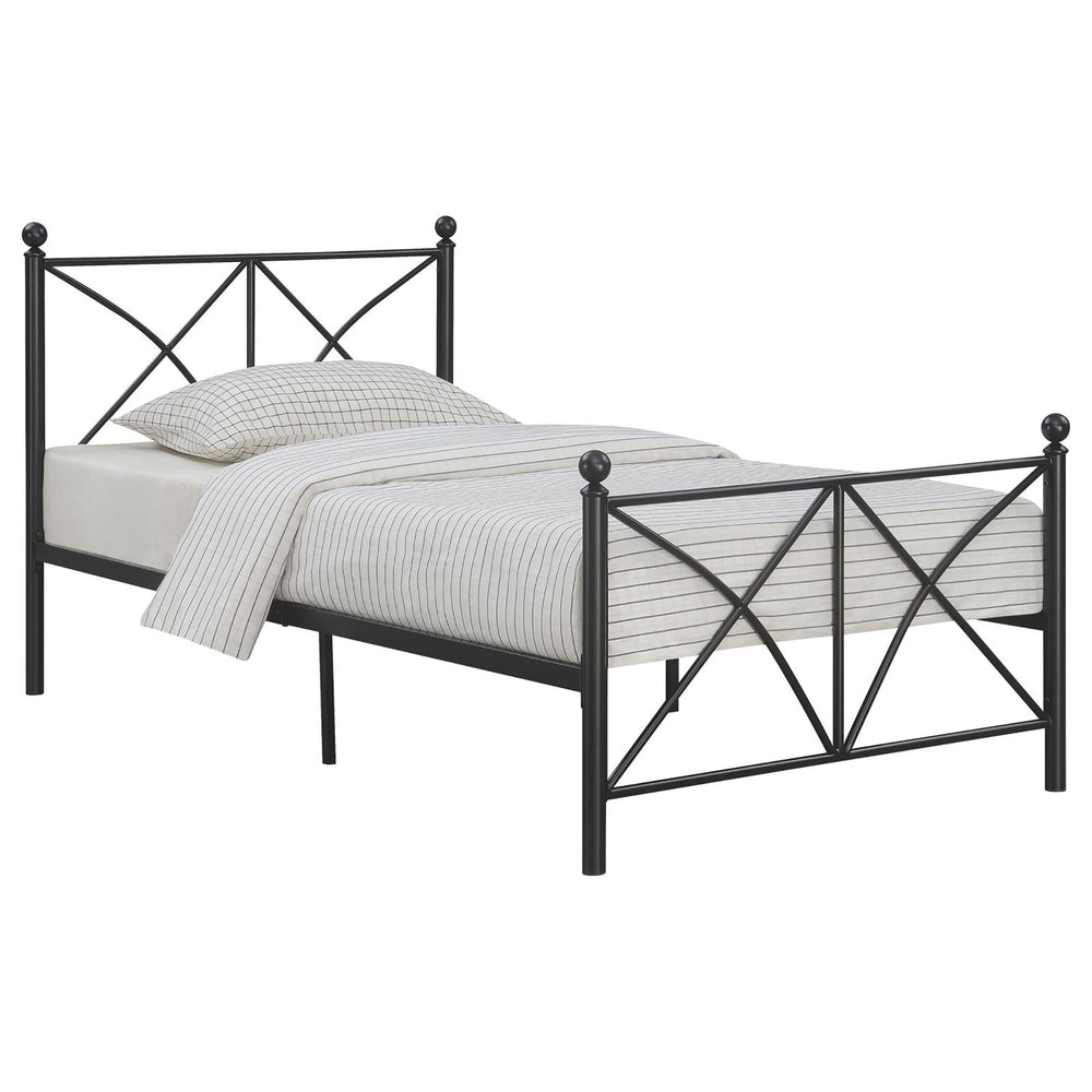 English Elm Black Full Platform Bed with Classic Poster Silhouette, Sturdy Heavy-Gauge Steel, 800 lb Capacity, Underbed Storage Ready B062P153549
