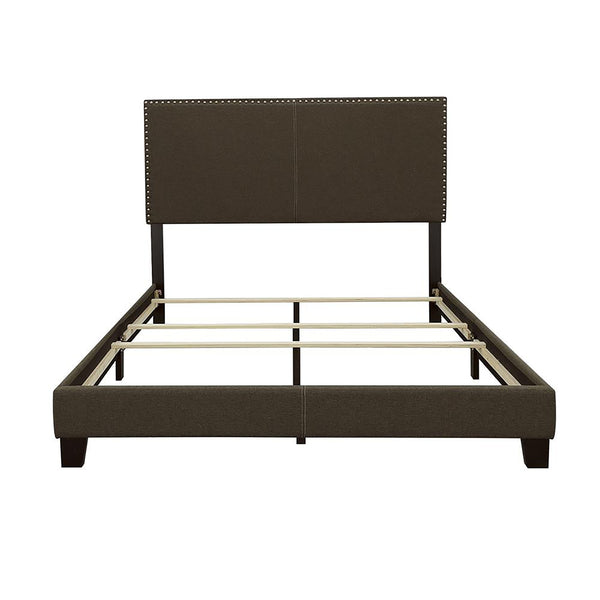 English Elm Charcoal Transitional Twin Bed with Chic Chrome Nailhead Trim, Solid Hardwood Frame, Upholstered Headboard B062P153546