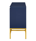 English Elm Trexm Minimalist & Luxury Cabinet Two Door Sideboard With Gold Metal Legs For Living Room, Dining Room (Navy)