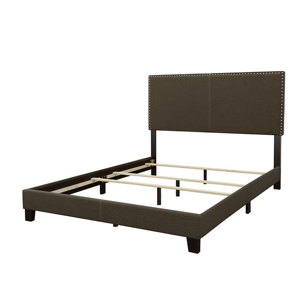 English Elm Charcoal Transitional Twin Bed with Chic Chrome Nailhead Trim, Solid Hardwood Frame, Upholstered Headboard B062P153546