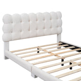 Hearth and Haven Full Size Upholstered Platform Bed with Soft Headboard, White DL002026AAK
