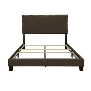 English Elm Charcoal Queen Bed With Elegant Nailhead Trim, Solid Hardwood Frame & Luxurious Upholstery Finish B062P153540