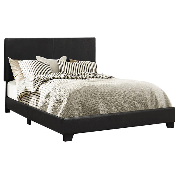 English Elm Black Faux Leather Full Panel Bed Frame – Modern Upholstered Headboard, Plush Textured Finish, Durable Craftsmanship B062P153565