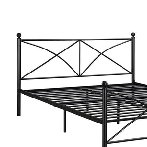 English Elm Black Queen Platform Bed - Stylish Heavy-Gauge Steel Frame With Underbed Storage & Timeless Design B062P153550