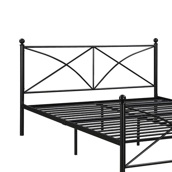 English Elm Black Queen Platform Bed - Stylish Heavy-Gauge Steel Frame With Underbed Storage & Timeless Design B062P153550