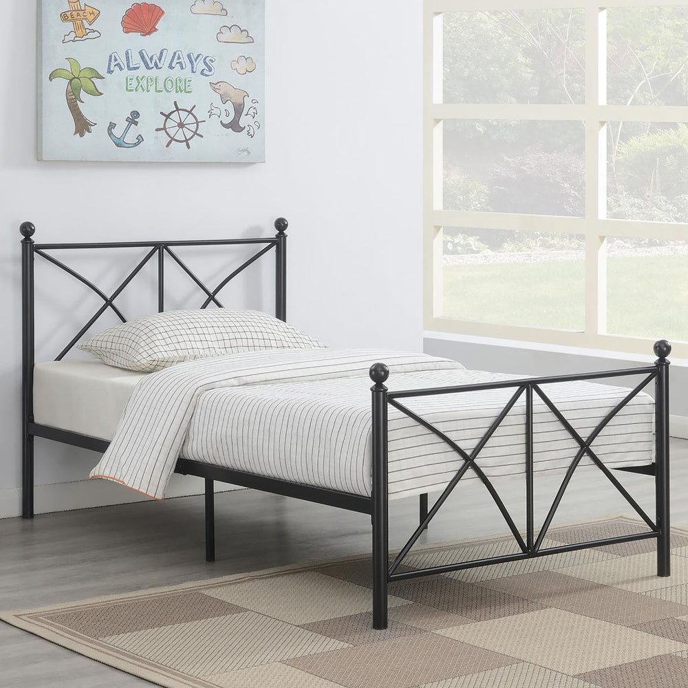 English Elm Black Full Platform Bed with Classic Poster Silhouette, Sturdy Heavy-Gauge Steel, 800 lb Capacity, Underbed Storage Ready B062P153549