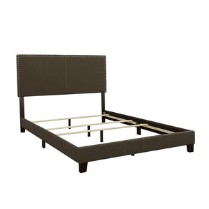 English Elm Charcoal Transitional Twin Bed with Chic Chrome Nailhead Trim, Solid Hardwood Frame, Upholstered Headboard B062P153546