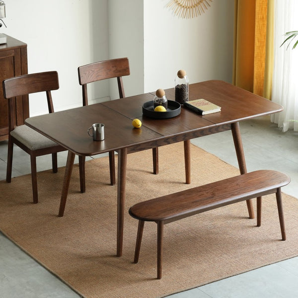 English Elm Walnut Solid Oak Extension Dining Table Seats Eight with Diagonal Legs Farmhouse Style W1283139300