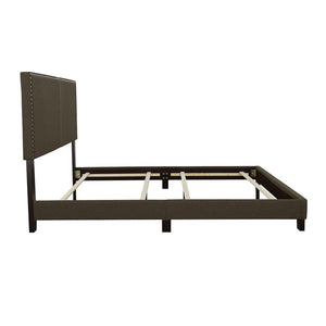 English Elm Charcoal Transitional Twin Bed with Chic Chrome Nailhead Trim, Solid Hardwood Frame, Upholstered Headboard B062P153546