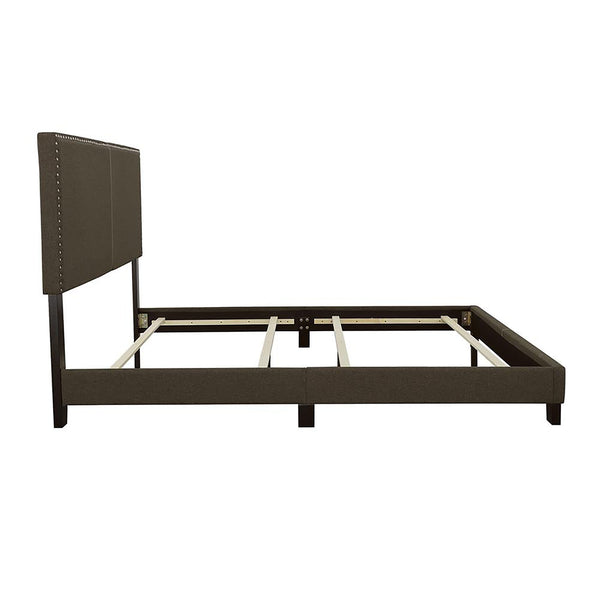 English Elm Charcoal Transitional Twin Bed with Chic Chrome Nailhead Trim, Solid Hardwood Frame, Upholstered Headboard B062P153546