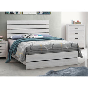 English Elm Coastal Rustic Slatted Queen Platform Bed with Farmhouse Headboard and Footboard in White Finish B062P153568