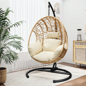 English Elm Heavy Duty Pe Wicker Egg Swing Chair Hand Woven for Patio Garden Balcony Use W400134960