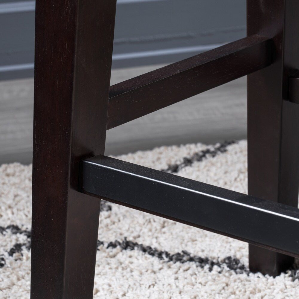 English Elm Christopher Knight Home® - COUNTER Studded Saddle Stool - Brown PU Leather Seat, Curved Comfort Design, Rubberwood Legs, Durable Kitchen Seating 62474.00BEI