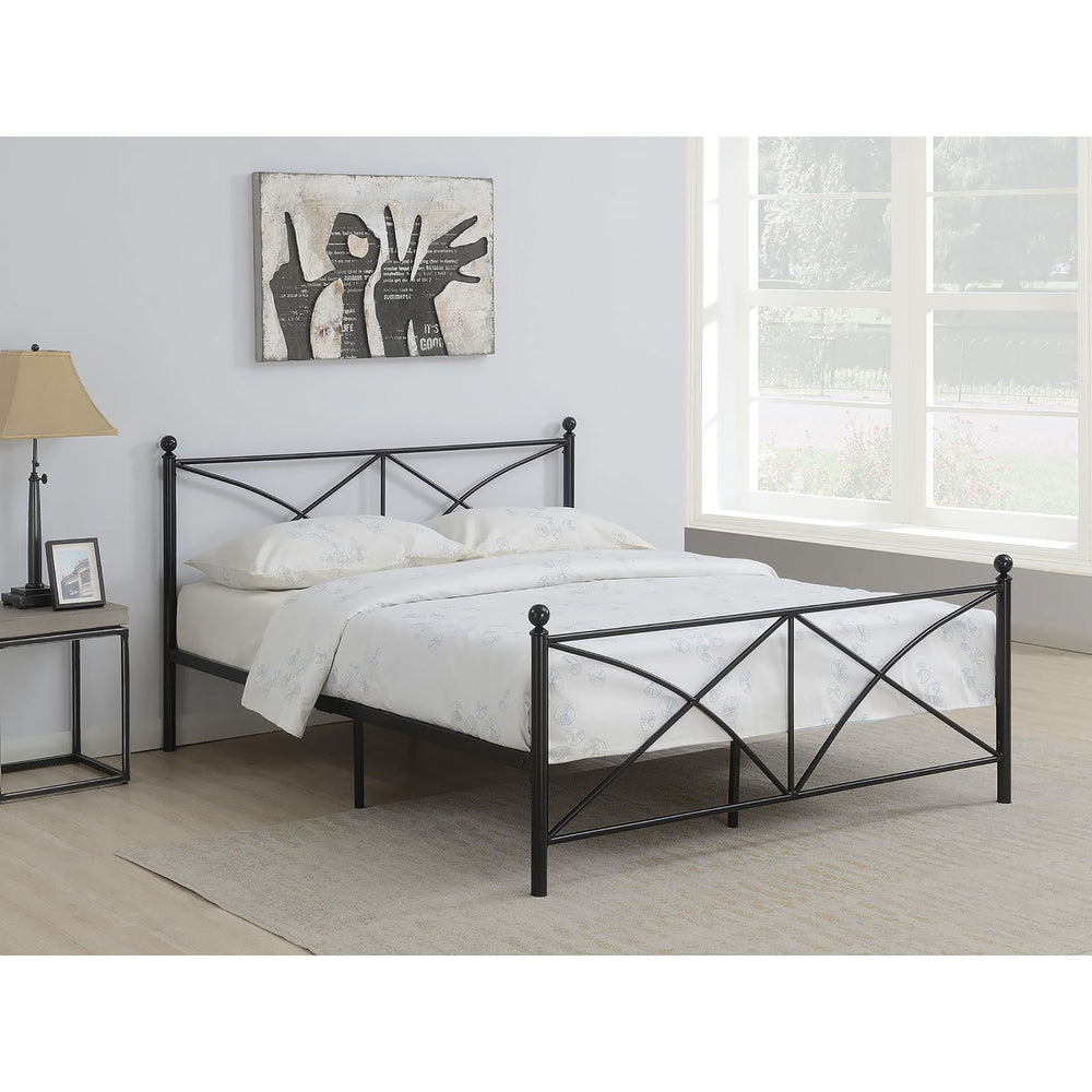 English Elm Black Queen Platform Bed - Stylish Heavy-Gauge Steel Frame With Underbed Storage & Timeless Design B062P153550