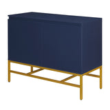 English Elm Trexm Minimalist & Luxury Cabinet Two Door Sideboard With Gold Metal Legs For Living Room, Dining Room (Navy)