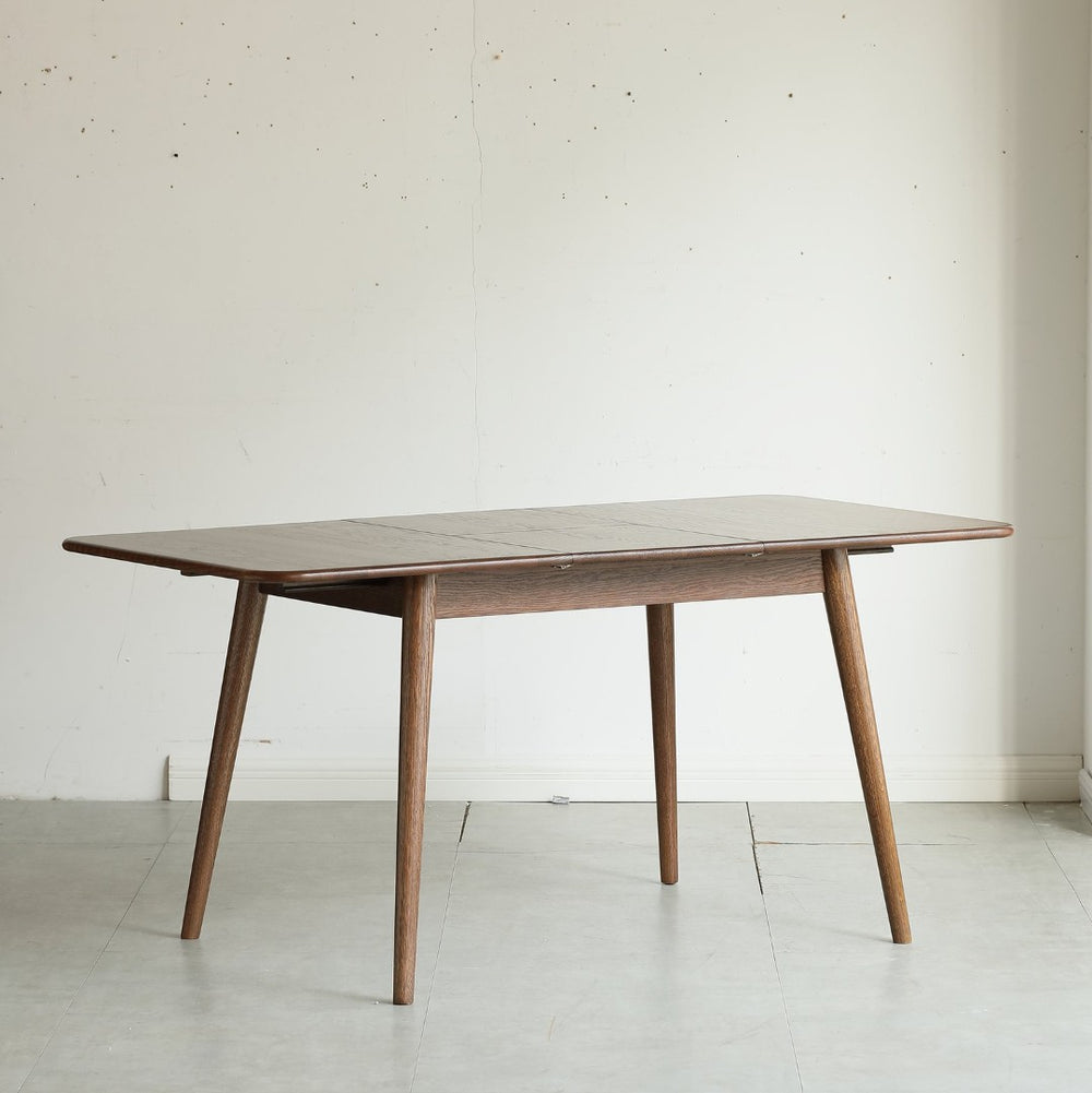 English Elm Walnut Solid Oak Extension Dining Table Seats Eight with Diagonal Legs Farmhouse Style W1283139300