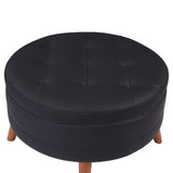 English Elm 107" Contemporary Sofa Stylish Sofa Couch With A Round Storage Ottoman and Three Removable Pillows For Living Room, Black