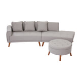 English Elm 107" Contemporary Sofa Stylish Sofa Couch With A Round Storage Ottoman and Three Removable Pillows For Living Room, Grey