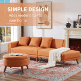 English Elm 107" Contemporary Sofa Stylish Sofa Couch With A Round Storage Ottoman and Three Removable Pillows For Living Room, Orange