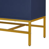 English Elm Trexm Minimalist & Luxury Cabinet Two Door Sideboard With Gold Metal Legs For Living Room, Dining Room (Navy)