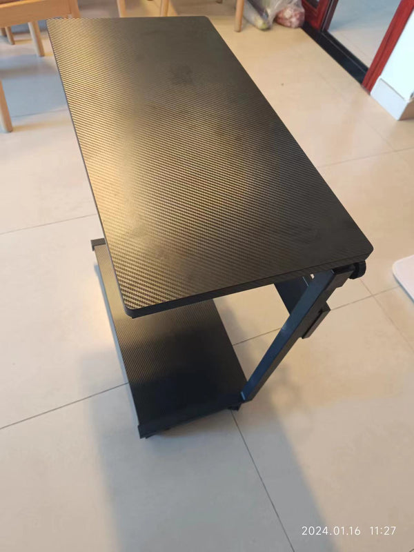 English Elm Height Adjustable Computer Tower Stand with 2-Tier Shelves, Pegboard, Rolling Brakes, Heavy-Duty Steel Frame W349P154145