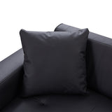 English Elm 107" Contemporary Sofa Stylish Sofa Couch With A Round Storage Ottoman and Three Removable Pillows For Living Room, Black