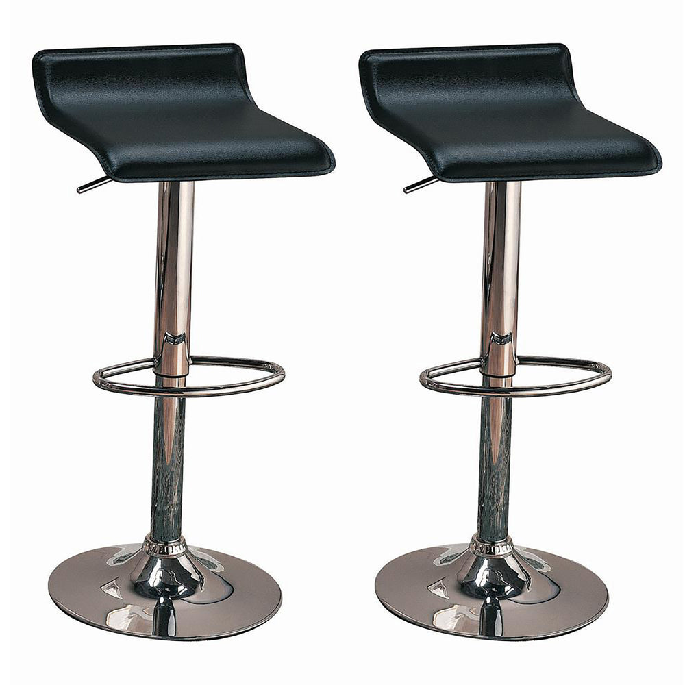 English Elm Black Adjustable Height Backless Bar Stools Set Of 2 - Modern Chrome Base & Leather Seat Design B062P153500