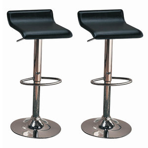 English Elm Black Adjustable Height Backless Bar Stools Set Of 2 - Modern Chrome Base & Leather Seat Design B062P153500