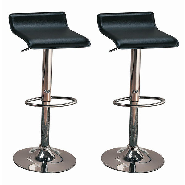 English Elm Black Adjustable Height Backless Bar Stools Set Of 2 - Modern Chrome Base & Leather Seat Design B062P153500