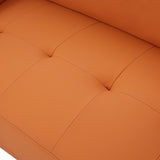 English Elm 107" Contemporary Sofa Stylish Sofa Couch With A Round Storage Ottoman and Three Removable Pillows For Living Room, Orange