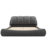 Hearth and Haven King Size Luxury Upholstered Bed with Thick Headboard, Velvet King Bed with Oversized Padded Backrest(Expect Arrive Date 2024/3/15) W1580P144453