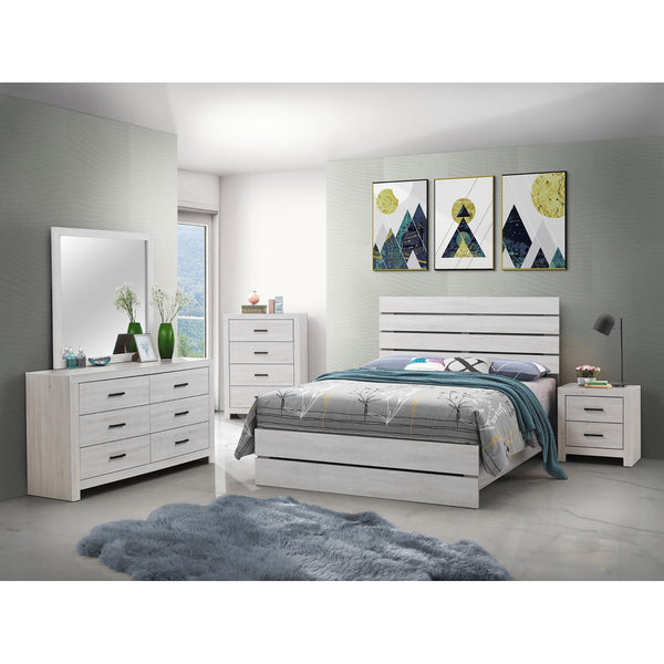 English Elm Coastal Rustic Slatted Queen Platform Bed with Farmhouse Headboard and Footboard in White Finish B062P153568