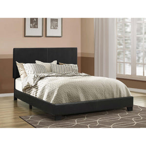 English Elm Black Faux Leather Full Panel Bed Frame – Modern Upholstered Headboard, Plush Textured Finish, Durable Craftsmanship B062P153565