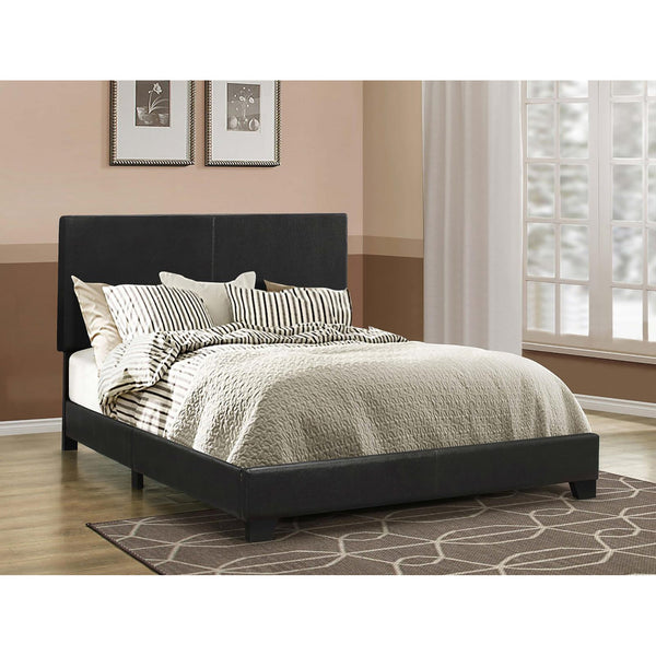 English Elm Black Faux Leather Full Panel Bed Frame – Modern Upholstered Headboard, Plush Textured Finish, Durable Craftsmanship B062P153565