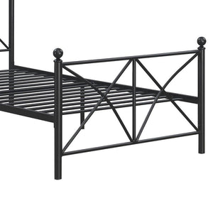 English Elm Black Full Platform Bed with Classic Poster Silhouette, Sturdy Heavy-Gauge Steel, 800 lb Capacity, Underbed Storage Ready B062P153549