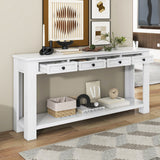 English Elm Trexm Console Table/Sofa Table With Storage Drawers and Bottom Shelf For Entryway Hallway(Antique White)