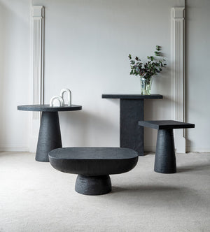 English Elm 36x36x30" Round Pedestal Dining Table Matte Magnesium Build Seats Four Compact Spaces Black W2078S00004