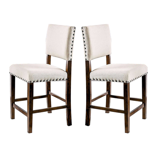 English Elm Set of 2 Linen Upholstered Dining Chairs with Nailhead Trim, Brown Cherry & Ivory Fabric Seats — Cozy, Stylish Comfort for Any Dining Room B016P154455