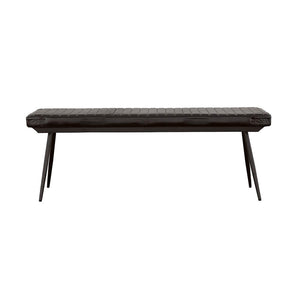 English Elm Espresso Tufted Faux Leather Dining Bench with Black Tapered Metal Legs, Stylish 54" Seating Appeal B062P153581