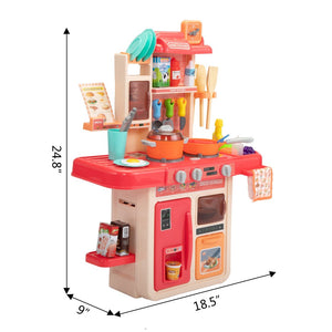 English Elm Kids Pretend Play Kitchen Set with Lights Sounds Smoke Effects and 42 Piece Accessories W2181P154411