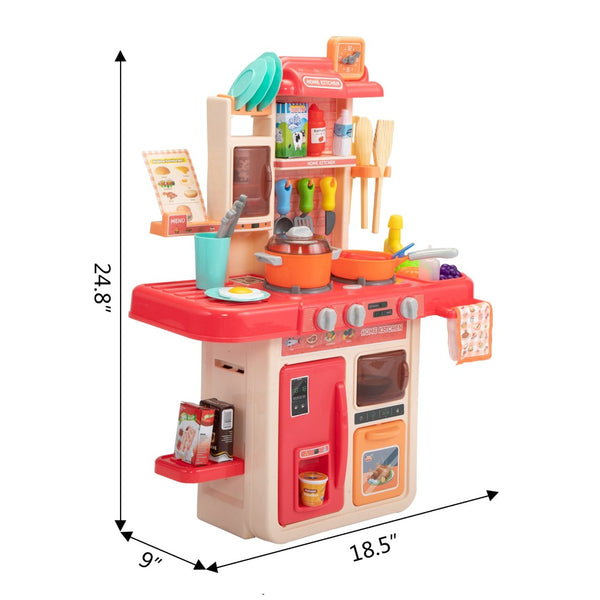 English Elm Kids Pretend Play Kitchen Set with Lights Sounds Smoke Effects and 42 Piece Accessories W2181P154411
