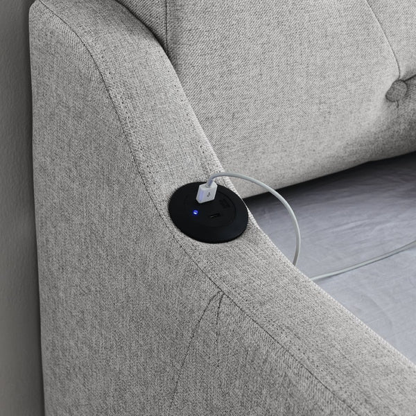 English Elm Twin Size Upholstery Daybed With Erectable Trundle And Usb Charging - Modern, Stylish, Space-Saving Solution W1413S00027-GIGA